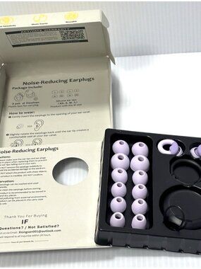 Justrvn Noise Reducing Earplugs, New, As-is, Purple,2 Pairs Silicone